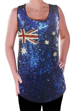 Eyecatch Womens Australian Sequin Vest Top Flag
