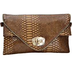Animal Croc Print Faux Leather Envelope Style Clutch Bag