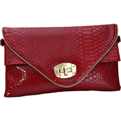 Animal Croc Print Faux Leather Envelope Style Clutch Bag