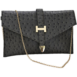 Faux Leather Envelope Style Clutch Bag