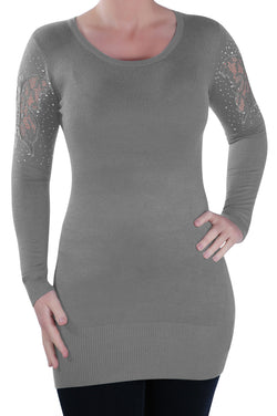 Scoop Neck Fine Knit Knitted Pullover