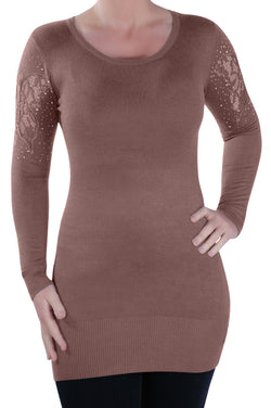 Scoop Neck Fine Knit Knitted Pullover