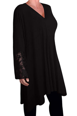 Loose Long Dress Tunic Lace Tops Shirt Ladies Plus Size