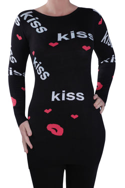 Crew Neck Stretch Kiss Logo Jumper