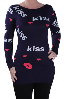 Crew Neck Stretch Kiss Logo Jumper