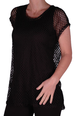 EyeCatch - Freda Ladies Crochet Knit Top with Vest One Size Black