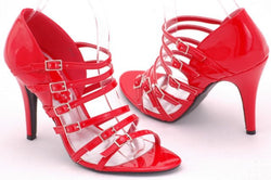 EyeCatchShoes - Viper Sexy Strappy Shoes Red Size 8