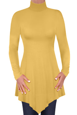 Gisele Polo Neck Long Sleeve Hanky Hem Plus Size Blouse