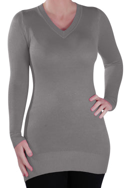 V Neck Fine Knit Stretch Jumper