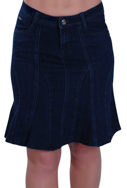 Knee Length Swing Denim Skirt