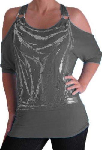 Mona Off The Shoulder Cut Out Graphic Tops