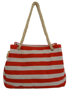 Nautical Beach Striped Canvas Tote Bag