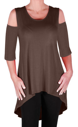 Ruby Shoulder Cut Dip Hem Tunic Top