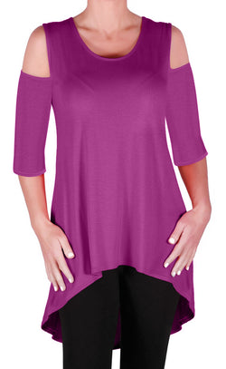 Ruby Shoulder Cut Dip Hem Tunic Top