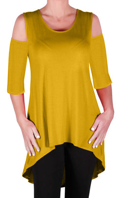 Ruby Shoulder Cut Dip Hem Tunic Top