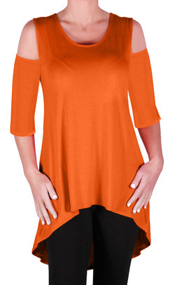 Ruby Shoulder Cut Dip Hem Tunic Top