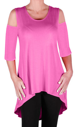 Ruby Shoulder Cut Dip Hem Tunic Top