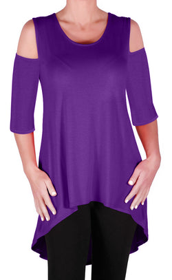 Ruby Shoulder Cut Dip Hem Tunic Top