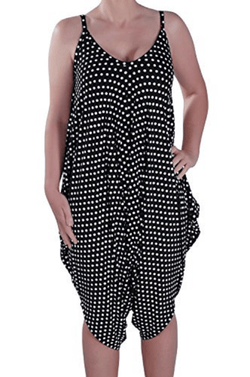Lagenlook Strappy Jumpsuit Spotty Black