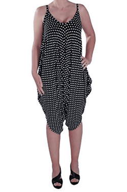 Lagenlook Strappy Jumpsuit Spotty Black