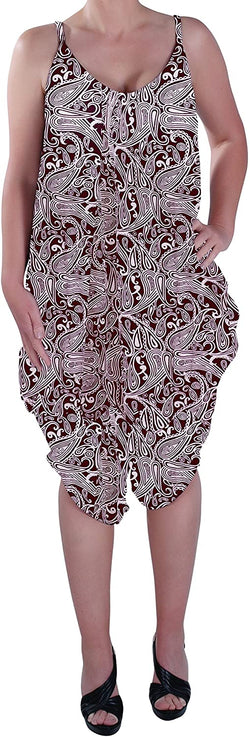 Lagenlook Strappy Jumpsuit Paisley Brown