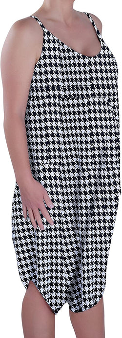 Lagenlook Strappy Jumpsuit Dog Tooth