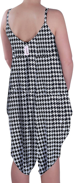 Lagenlook Strappy Jumpsuit Dog Tooth