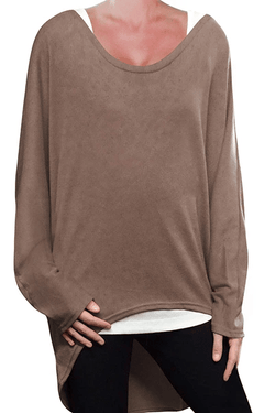 Baggy Oversized Loose Fit Long Sleeve Sweater Top, Round Neck Blouse T-Shirt Tunic Jumper