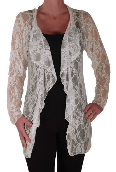 Eyecatch - Riya Womens Floral Lace Waterfall Cardigan Ladies Plus Size Open Cardi Sizes 14 - 28