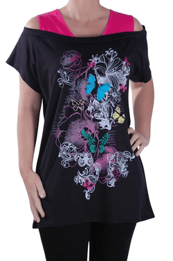 Butterfly Print Twinset Insert Vest Tunic Top