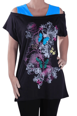 Butterfly Print Twinset Insert Vest Tunic Top