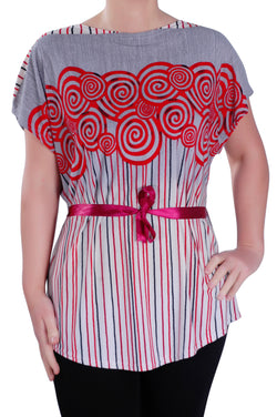 Batwing Multi Print Tunic Top