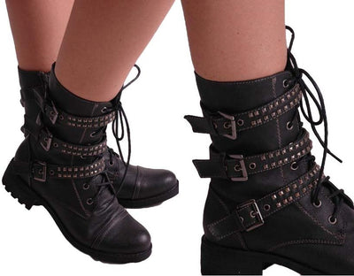 Studded 2025 buckle boots