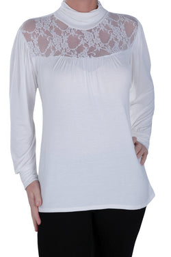 Micaela Lace Polo Neck Top